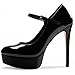 Oh Mispares Women's Platform Stiletto Heels Closed Round Toe Pumps Office Ladies Mary Jane Strap Heeled Pumps Fashion 5.3