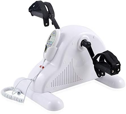 Mini Exercise Bike Electric Pedal Exerciser for Seniors Portable Fitness Cycle for Arm/Leg Exercise Mini Cycling Trainer Stationary Exercise Leg Peddler with Leg Protectors