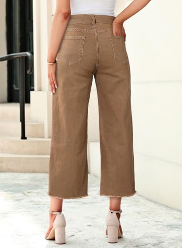 Image of Sidefeel Women's Jeans High Waisted Wide Leg Loose Fit Straight Leg Zimbaplatinum Cropped Denim Pants