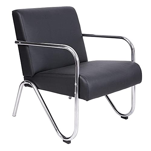 Poltrona Decorativa Sabrina Cromada Sintético Preto