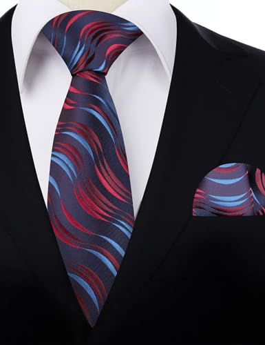 Image of Alizeal Mens 3.15'' Gradient Novelty Pattern Tie Set with Pocket Square Casual Color Tie Set