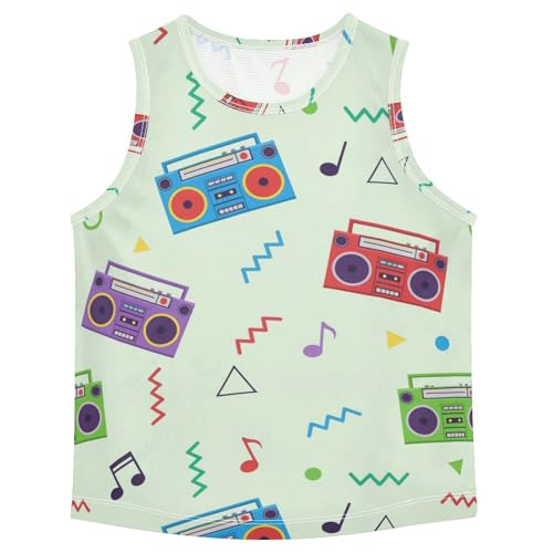 J JOYSAY Colorful Music Tape Note Boys Tank Top Sleeveless Muscle Shirts Quick Dry Sport Active Workout Kids T-Shirts 3-15T