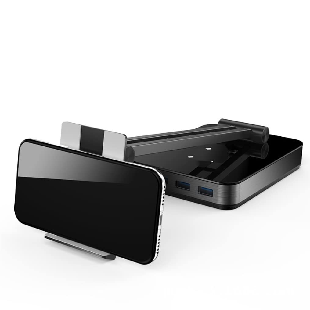 Soporte for Auriculares multifunción de aleación Aluminio, Interfaz USB controlable con luz Color RGB(Black)
