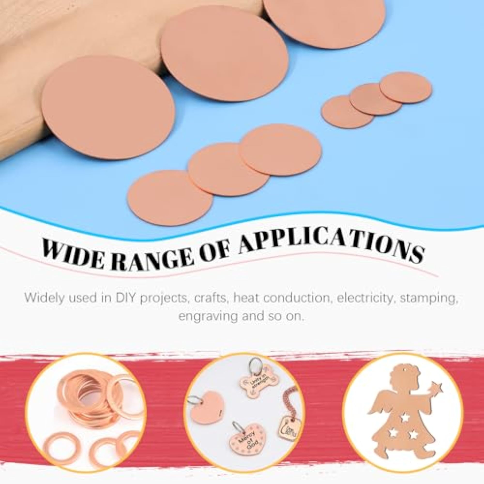 18Pcs Pure Copper Sheet Round Copper Plate Set