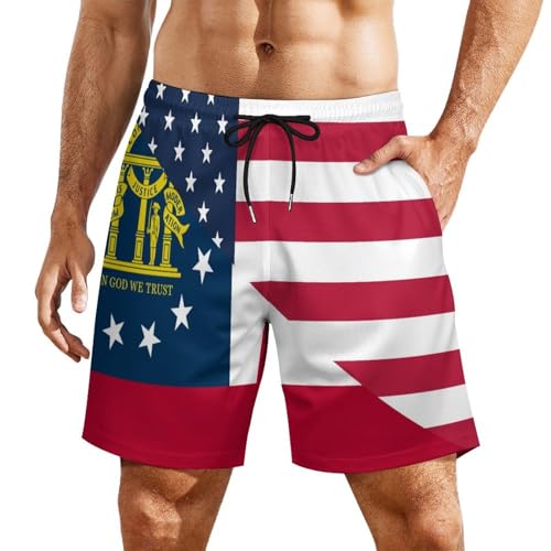 Pantalones cortos de playa EE. UU. y Georgia para hombre con cordón