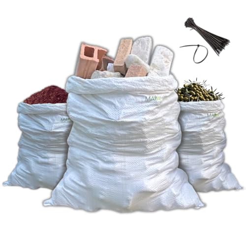 MAYA 5 Sacchi per Macerie Edilizia 50x80 Centimetri, in Polipropilene - Ottimi Come Sacchi per Sabbia, Olive, Terra e Ghiaia da Giardino - Resistenti e Idonei al Contatto con Alimenti (5)