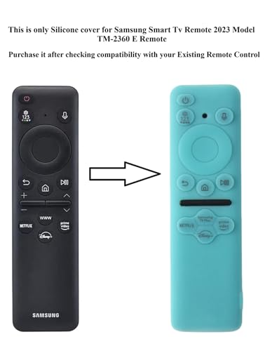 Image of Silicone TV Remote Cover Compatible with Samsung Smart TV Remote 2023 BN59-01432G BN59-01432A (Samsung Smart TV 2023 Model Solar Remote Cover - Style 5, Luminescent Blue - Style 5)