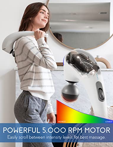 Zyllion Handheld Back And Neck Massager - Cordless Rechargeable Electric Vibrating Deep Tissue Massage With Heat For Athletes, Recovery And Muscle Pain Relief - White (Zma-27-Wt) #TOP3