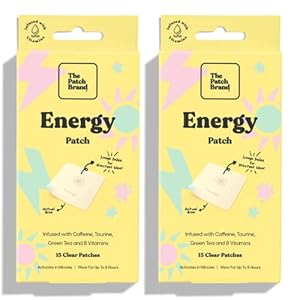 The Patch Brand Energy Patches | Supports Energy with Caffeine and B5 and B3 | All Natural Vitamins & Mineral Patch Plant Based and Cruelty Free Water Resistant Patches That Last All Day