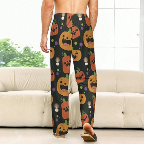 Halloween Pumpkin Men Pajama Pants Print Drawstring Casual Lounge Pant2