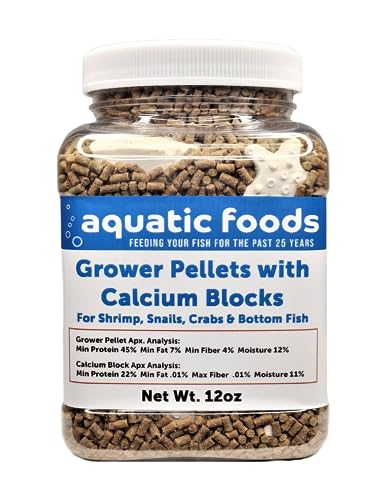 Aquatic Foods Inc. Calcium Blocks Included with Shrimp Grower 45% Protein Sinking Pellets, 1/16