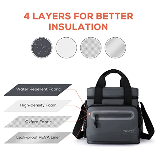 Tourit Large Lunch Bag 14L Insulated Lunch Box Lunch Cooler For Men Work, Dark Gray #TOP3