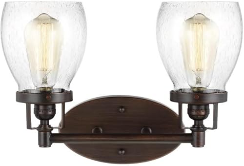 Miniatura 4 de Sea Gull Lighting 4114501-782 Belton - Lámpara de pared o bañera con pantalla de cristal transparente de seda, acabado en bronce, 4414504-962,