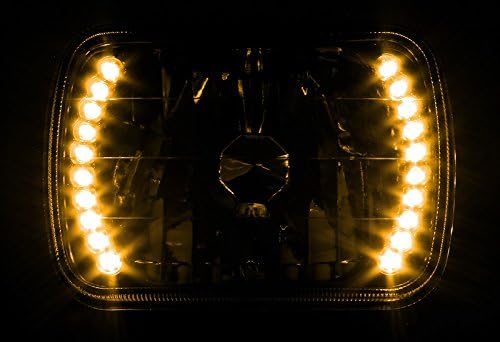 H6014 H6052 H6054 Replacement 7"X6" Black Housing Clear Lens Sealed Beam Chrome Reflector Yellow LED Headlight 2PCS