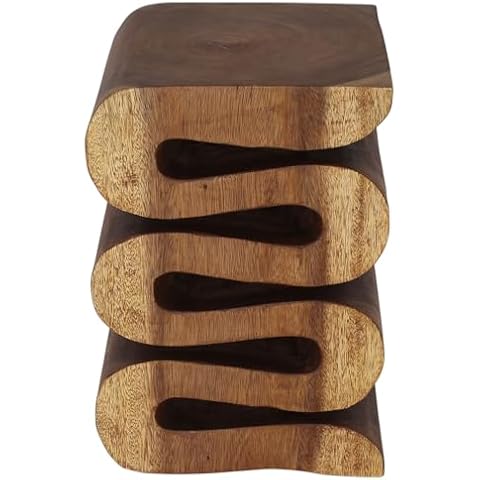 Haussmann® Wood Wave Verve Accent Snake Table 14x14x20 in H Walnut Oil Cover