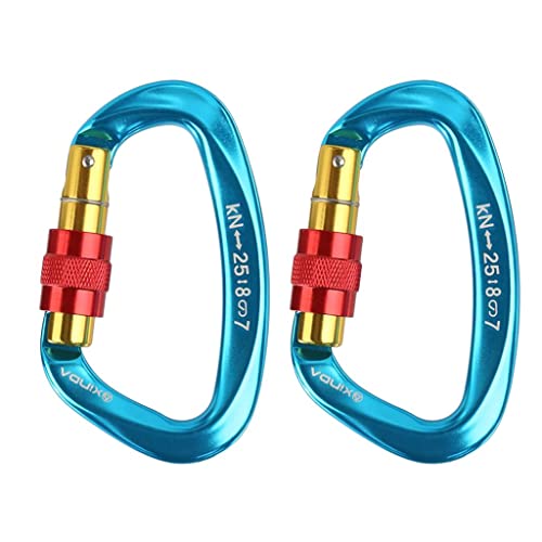 2 Pcs Mosquetões de Escalada com Travamento, Mosquetões para Serviço com Certificação CE 25KN (5620