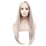 melody wig Long Straight Wig Synthetic Pink/Red/Pink/Brown Lace Front Wigs For Women Hair Heat Resistant Fiber Long Hair Wigs (sliver grey)