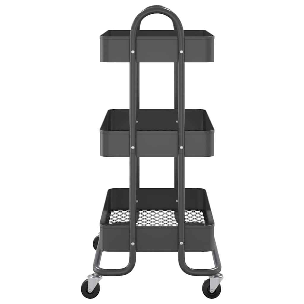 Carrello a 3 ripiani, antracite, 43 x 34 x 79 cm, in acciaio