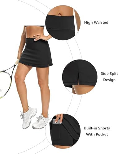 Image of Jawdrobe Women's Women's & Girls High Rise Flared Skorts Stretchy Opaque Skater Skirts with Shorts