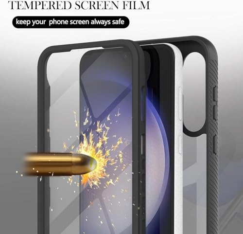 for Samsung Galaxy A17 5G Case Built-in Screen Protector Full-Body Military Grade Drop Protection, Silicone Bumper Clear Hard Acrylic Anti-Scratch Cover for Samsung A17 4G Phone Case(Black)