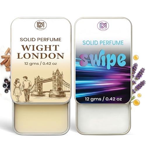 Image of Dr.Mashur Solid Perfume |wight london&Swipe Alcohol Free Wax Perfume Balm, Long Lasting | Pocket Tin 12g, Pack Of 2| Non Greasy Smooth Glide, Travel Friendly Men And Women