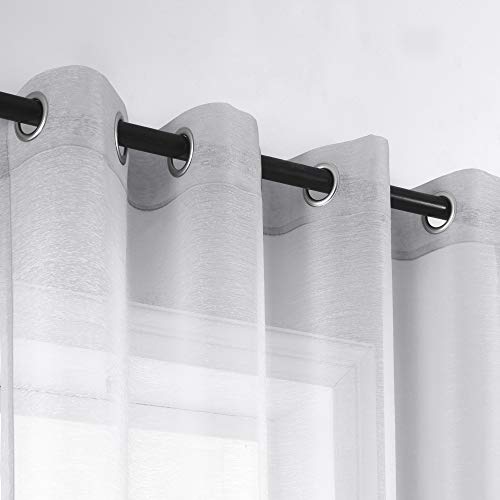 Koufall Silver Curtains 63 Inch Length For Bedroom 2 Panel Sets Grommet Window Sheer Luxury Glam Curtains For Girls Room Decor 52X63 Inches Long #TOP6