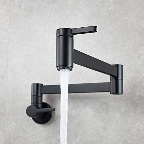 Robinet à eau froide murale et extensible à double poignée en chrome pour garage et cuisine