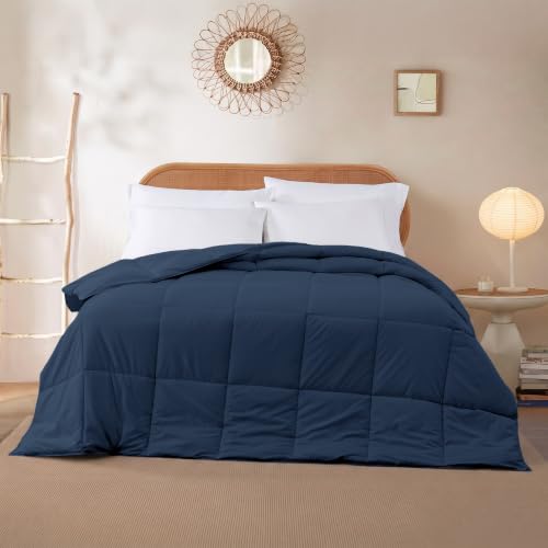 Image of Modern Threads Comforter Duvet Insert, Reversible Quilted Down Alternative Comforter with Corner Tabs, All Season Bedding, King, Navy