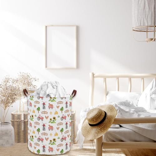Image of Laundry Basket Farm Hamper for Nursery Cute Storage Bin Organizer Room Decor for Home(Farm)