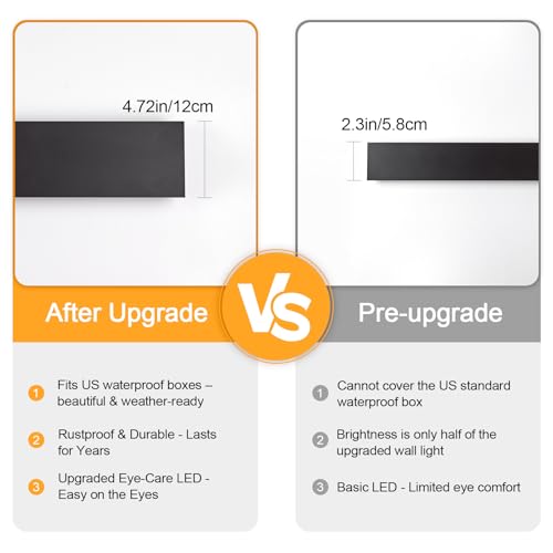Image of AioTio 23.6in Modern Outdoor Wall Light, Black Upgraded 4.72in Wide 3000K Waterproof IP65 Porch Lights Wall Sconce,Long LED Linear Outside Exterior Lighting Fixtures for Garage,Front Door