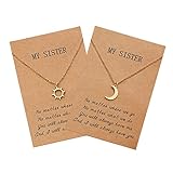 Sisters Necklace for 2, Sun and Moon Matching Necklaces Birthday Christmas Gifts for Girls Women BFF (Gold)