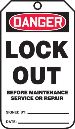 Danger Lock Out étiquette de sécurité pour maintenance 14,6x8,3cm Lot de 25 Accuform Mdt176ctp