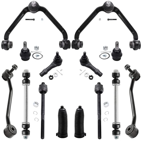Image of Detroit Axle - 14pc Front End Kit for 98-01 Ford Explorer Mercury Mountaineer 2 Upper Control Arms w /Ball Joints 2 Lower Ball Joints 4 Inner & Outer Tie Rods 4 Front Rear Sway Bars 2 Boots Replacement