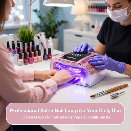 Image of UV Nail Lamp, 96W Cordless Professional Rechargeable UV LED Portable Lamp, 4 Timer Setting and Smart Sensor Gel Nail Dryer, Ideal for Training, Nail Art Practice, Home & Salon
