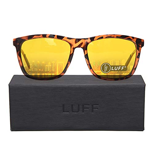 LUFF Night Vision Glasses Fashion Leopard Frame Polarized Sunglasses Night Driving Glasses