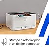 HP Color LaserJet 150nw 4ZB95A, Stampante a Singola Funzione A4, Stampa Fronte e Retro Manuale a colori, 18 ppm, USB, Wi-Fi, Ethernet, Schermo LCD a icone con tastierino, Bianca