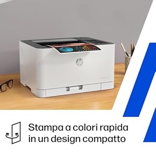 HP Color LaserJet 150nw 4ZB95A, Stampante a Singola Funzione A4, Stampa Fronte e Retro Manuale a colori, 18 ppm, USB, Wi-Fi, Ethernet, Schermo LCD a icone con tastierino, Bianca