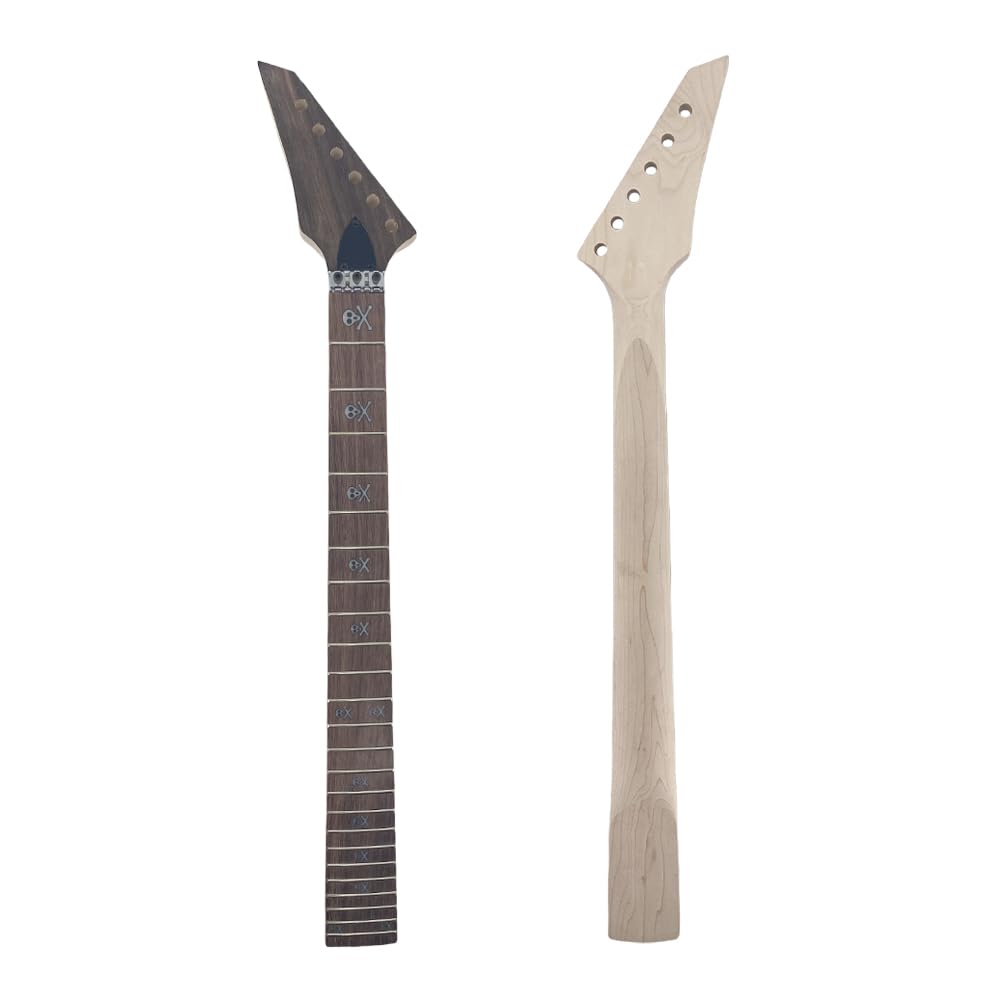 Gryf gitary 24 progi 25.5 cala odwrócona głowica drewno klonowe śruba na pięcie płetwa rekina wkładka DIY gitara