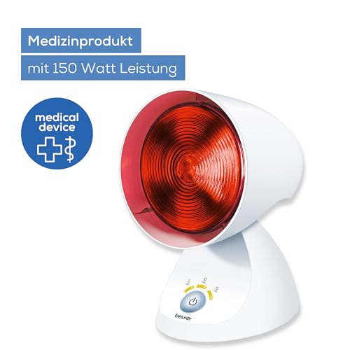 Beurer IL 35 Infrarotlampe, wohltuendes und wärmendes Infrarotlicht mit 3-stufigem Timer, 5 Neigungswinkeln, Lockerung von Muskeln und Linderung von Verspannungen, 1 Stück , Weiß
