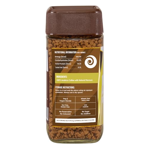 Image of Planet Coffee Smooth Vanilla Flavoured Instant Coffee | 100% Pure Arabica | 50g Glass Jar | Freeze-Dried | No Added Sugar | Medium Roast | Makes 25 Cups