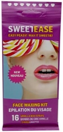 SweetEase Face Waxing Kit 16 Vanilla Wax Strips +2 Wipes