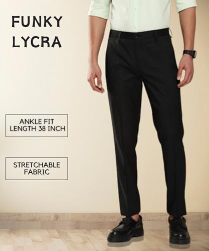 Image of MALENO Slim Fit Ankle Length Cotton Lycra Blend Formal Trouser for Men | Stretchable Ankle Length Formal Pant for Men