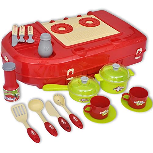 LONGMHKO Kinder-Rollenspiele Kinderküche Spielküche mit Licht- und Soundeffekten Farbe: Rot + blau + gelb – Bild 7