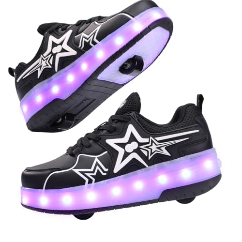 Image of Girls Retractable Roller Shoes with LED for Outdoor Activities