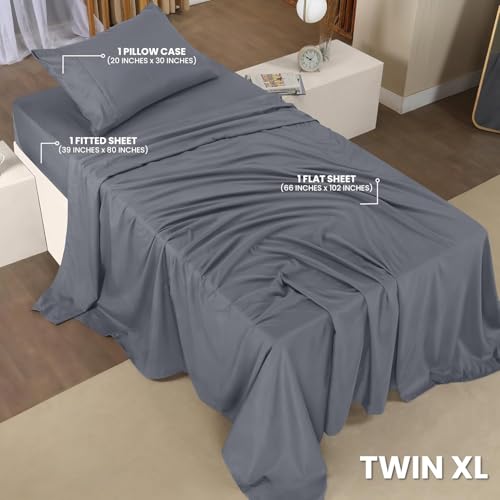 Image of Utopia Bedding Twin XL Bed Sheets Set - Pack of 2 Sheet Sets - Perfect for Spa, Hotel, & Guest Bedroom - Brushed Microfiber - Shrinkage and Fade Resistant - Easy Care (Grey)