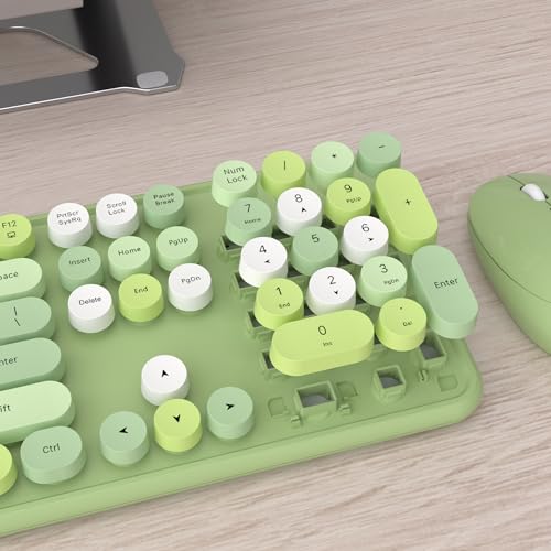 Image of UBOTIE Colorful Wireless Keyboard and Mouse Combo (Green-Colorful)