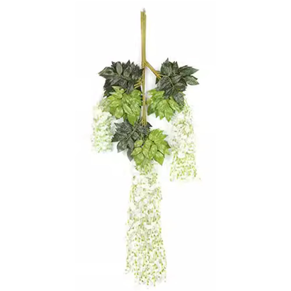 Lot de 12 guirlandes de glycines artificielles en rotin à suspendre pour fête de mariage, jardin, décoration d'intérieur - 12 pièces - 12 pièces