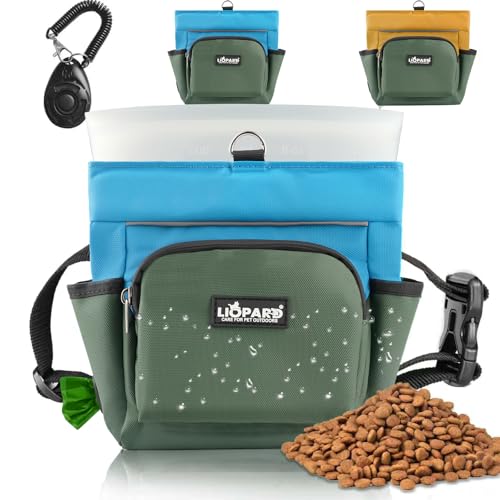 LIOPARD Dog Treat Pouch, Training Bag for Pet Walking, Pet Treat Bag with Silicone Liner, Magnetic Closure with Clicker and Belt Clip, 4-Cup Dog Treats Pouch for Outdoor Training (blue) - image 8
