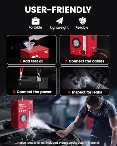 Image of ANCEL S3000 PRO Automotive Smoke Machine with Built-in Air Pump and Pressure Gauge. Professional Vehicle Leak Diagnostic Detector Tools Kit for Leaks Test in Vacuum,Fuel,EVAP and Other Cars System