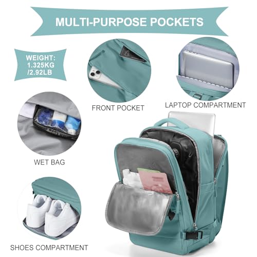 Image of coowoz Vacuum Backpack Travel with Pump,Travel Backpack with Vacuum System For Women Men,Carry On Backpack,Hiking Backpack Waterproof Outdoor Sports Rucksack Casual Daypack,25L(Built-in Pump),Blue